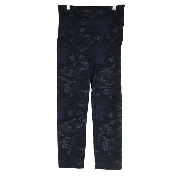SPANX BY SARA BLAKELY - WOMEN'S MEDIUM -BLACK & BLUE NYLON BLEND LEGGINGS - Picture 1 of 8
